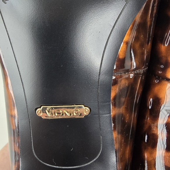 New Vionic Josie Kitten Heel Patent Leather Tortoise Print 9.5W Careerwear Chic - Picture 10 of 12